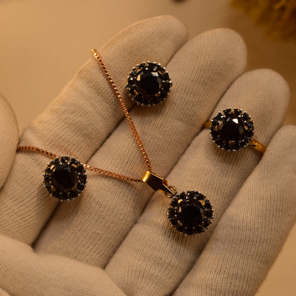 Dazzling Design Gold Plated Crystal Stones Necklace Set for Girls/Women