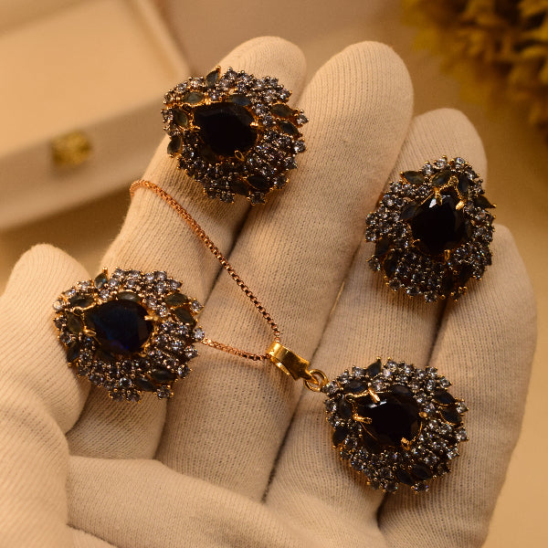 Beautiful Design Gold Plated Crystal Stones Necklace Set for Girls/Women