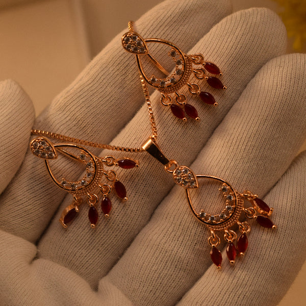 Elegant Design Gold Plated Crystal Stones Necklace Set for Girls/Women