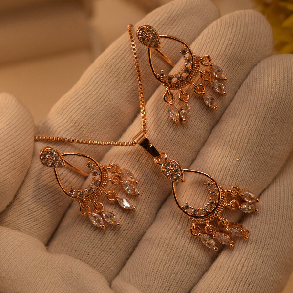 Elegant Design Gold Plated Crystal Stones Necklace Set for Girls/Women