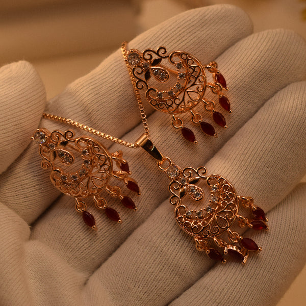 Luminous Design Gold Plated Crystal Stones Necklace Set for Girls/Women