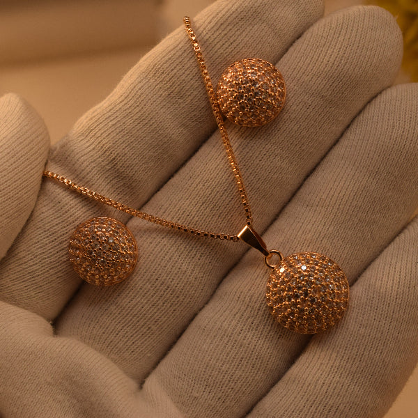Sparkling Design Gold Plated Crystal Stones Necklace Set for Girls/Women