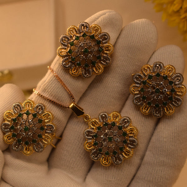 Elegant Design Gold Plated Crystal Stones Necklace Set for Girls/Women