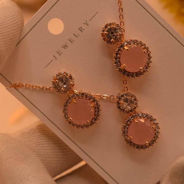 Stylish Design Gold Plated Crystal Stones Necklace Set for Girls/Women