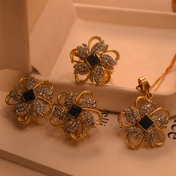 Gorgeous Design Gold Plated Crystal Stones Necklace Set for Girls/Women