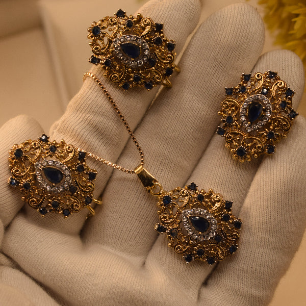 Charming Design Gold Plated Crystal Stones Necklace Set for Girls/Women