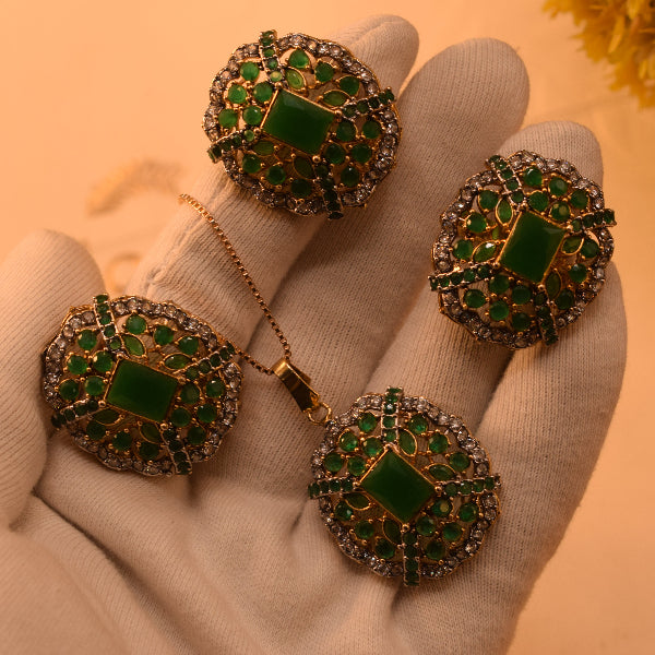 Elegant Design Gold Plated Crystal Stones Necklace Set for Girls/Women