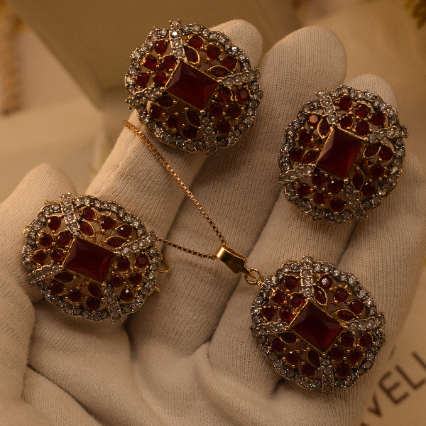 Elegant Design Gold Plated Crystal Stones Necklace Set for Girls/Women