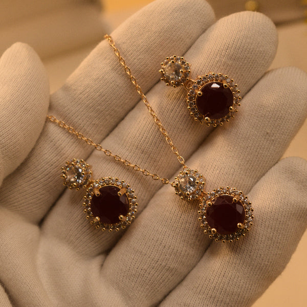 Charming Design Gold Plated Crystal Stones Necklace Set for Girls/Women