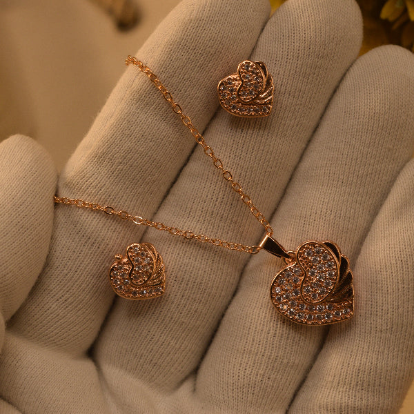 Sparkling Design Gold Plated Crystal Stones Necklace Set for Girls/Women