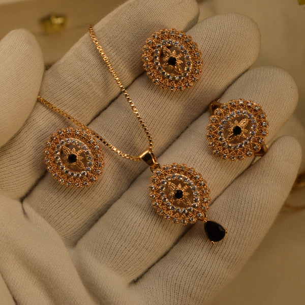 Charming Design Gold Plated Crystal Stones Necklace Set for Girls/Women