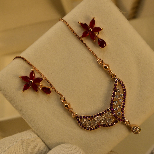 Dazzling Design Gold Plated Crystal Stones Necklace Set for Girls/Women