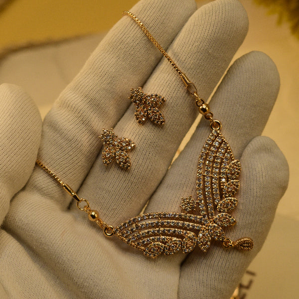 Luxury Unique Design Gold Plated Crystal Stones Necklace Set for Girls/Women