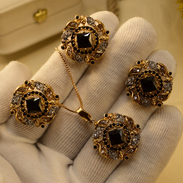 Elegant Design Gold Plated Crystal Stones Necklace Set for Girls/Women
