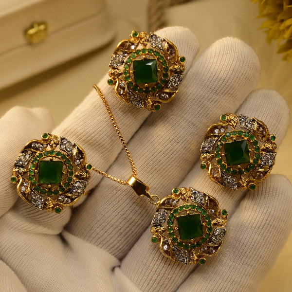 Elegant Design Gold Plated Crystal Stones Necklace Set for Girls/Women