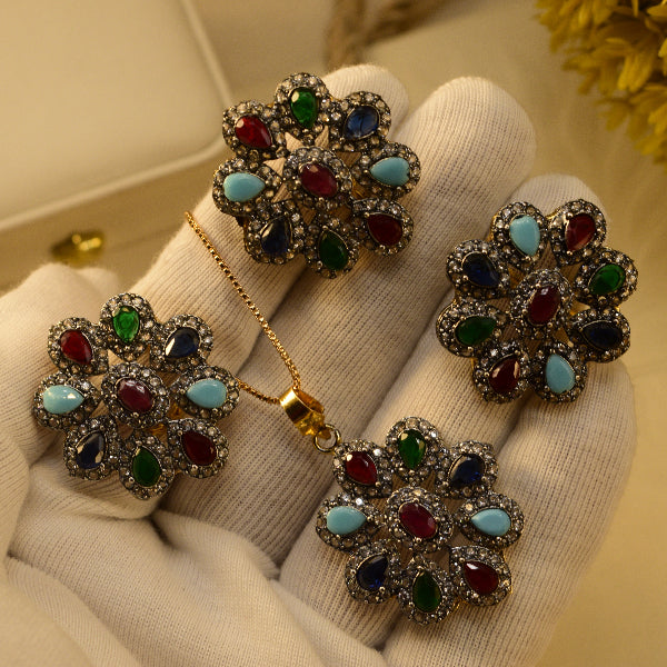 Charming Design Gold Plated Crystal Stones Necklace Set for Girls/Women