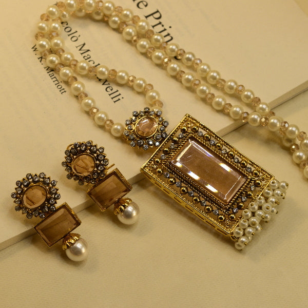 Stylish Design Gold Plated Crystal Stones Kundan Set for Girls/Women