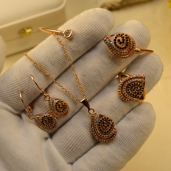 Dazzling Design Gold Plated Necklace Set with Bracelet for Girls/Women
