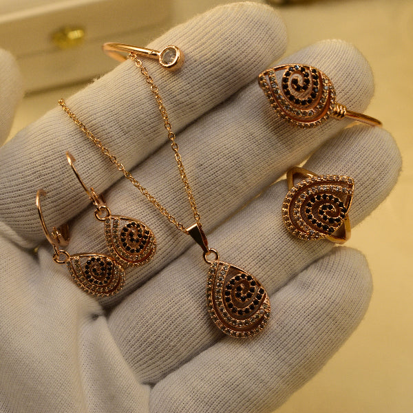 Dazzling Design Gold Plated Necklace Set with Bracelet for Girls/Women