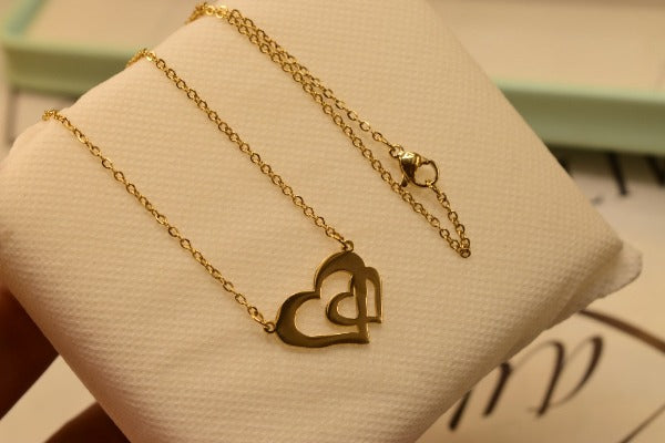 Fancy Design Crystal Golden Double Heart Pendant for Girls/Women