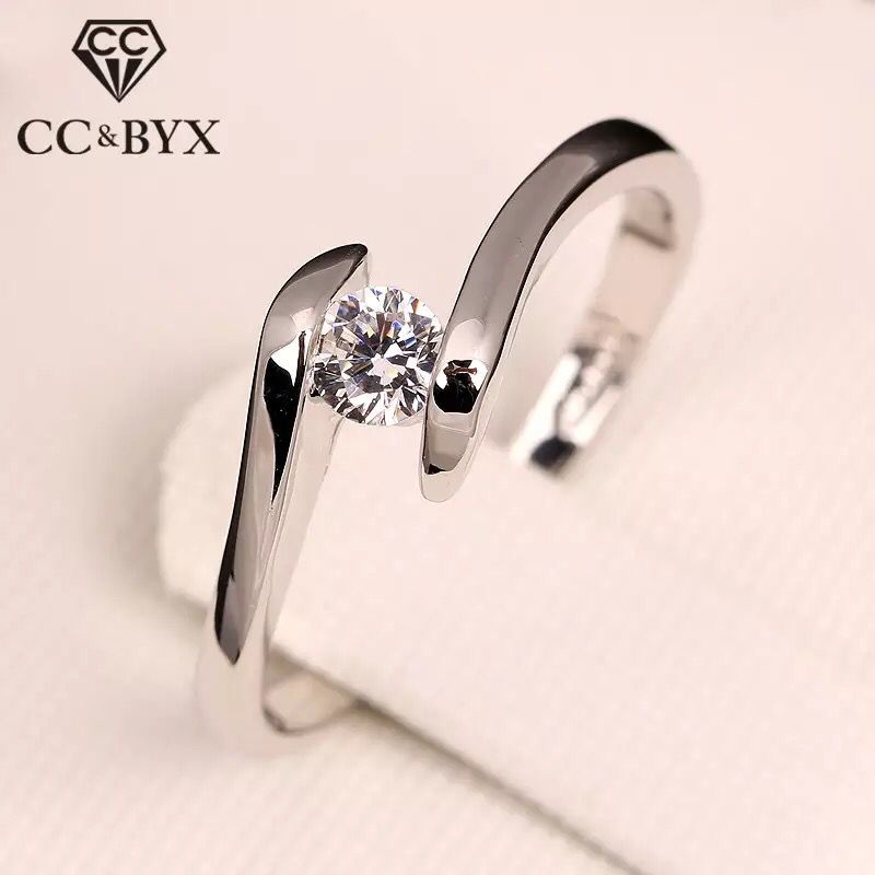 Elegant Diamond Cut Stone Silver Plated Crystal Ring for Girls/Women –  Meerzah