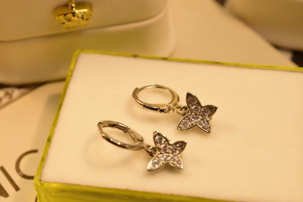 Stylish Silver Design Crystal Earings for Girls/Women - Meerzah