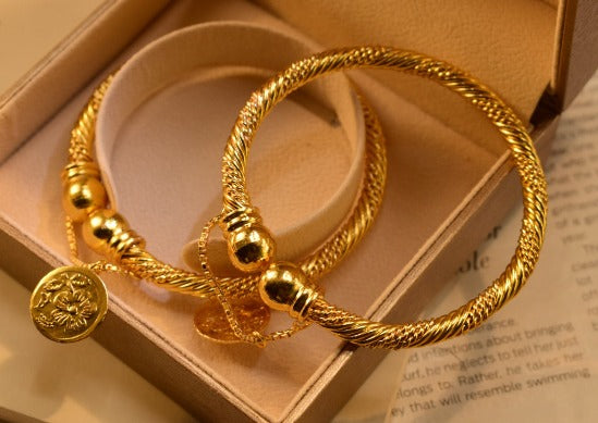 Stylish Coin Zircon Golden Design Bangles Set for Girls/Women - Meerzah
