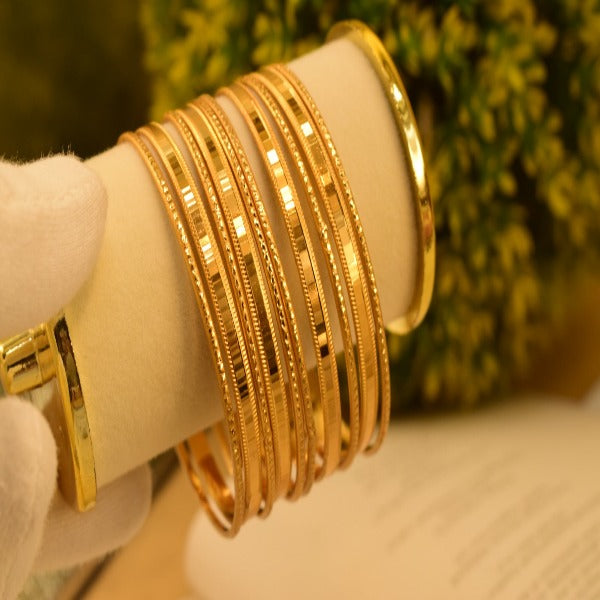 18k Gold Fancy Design Indian Gold Plated Bangles set for Girls/Women