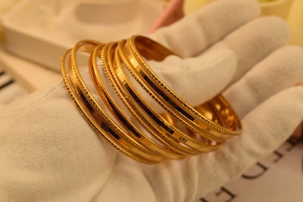18k Gold Fancy Design Indian Gold Plated Bangles set for Girls/Women