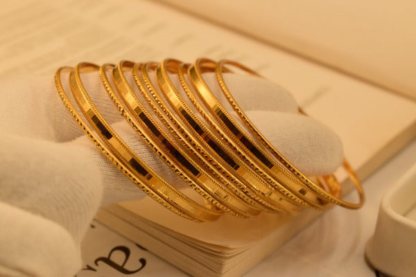 18k Gold Fancy Design Indian Gold Plated Bangles set for Girls/Women