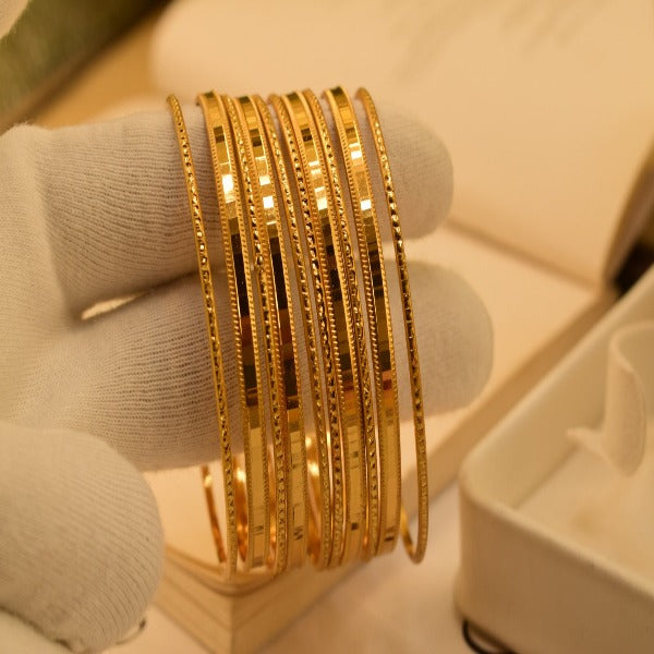18k Gold Fancy Design Indian Gold Plated Bangles set for Girls/Women