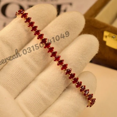 Elegant Sharp Red Stone Crystal Golden Bracelet for Girls/Women