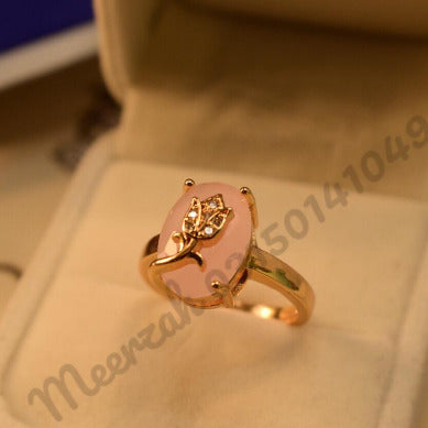Elegant White Small Stone Gold Plated Crystal Ring for Girls/Women - Meerzah
