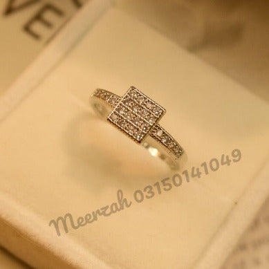 Beautiful Silver Design Black Stone Crystal Ring for Girls/Women - Meerzah