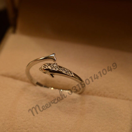 Dolphin Fish Silver Fancy Adjustable Ring for Girls/Women