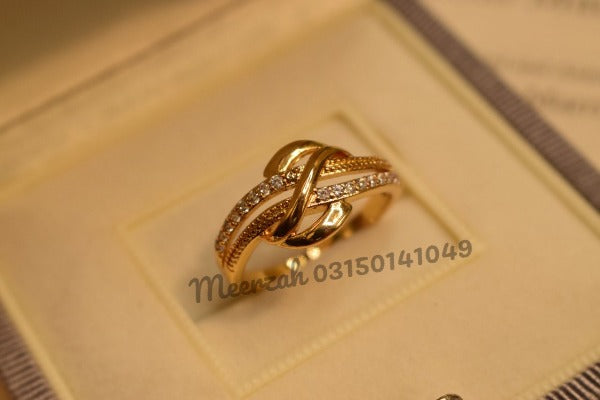 Elegant Design Crystal Adjustable Golden Ring for Girls/Women