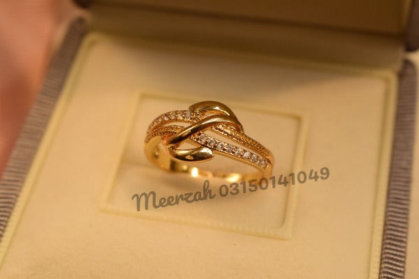 Elegant Design Crystal Adjustable Golden Ring for Girls/Women
