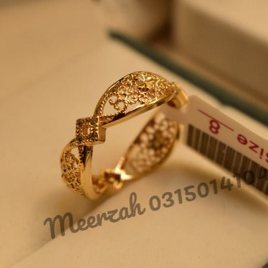 Stylish Elegant Design Crystal Golden Ring for Girls/Women