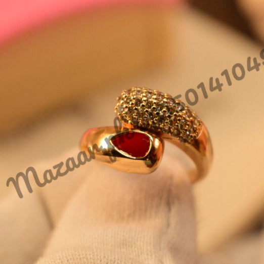 Beautiful Golden Maroon Zircon Crystal Ring for Girls/Women - Meerzah