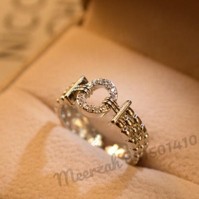 Elegant Design Silver Plated Crystal Ring for Girls/Women - Meerzah