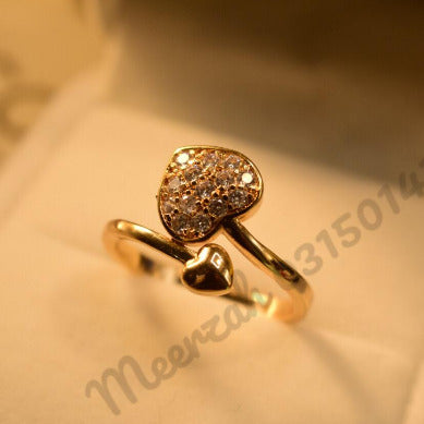 Elegant Double Heart Gold Plated Crystal Ring for Girls/Women - Meerzah
