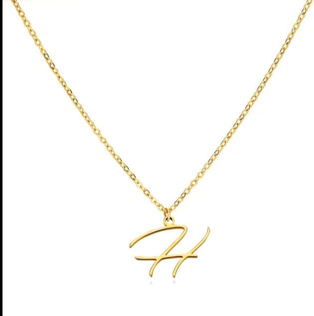 Gold Plated Letter Capital Alphabet Pendant Necklaces For Girls/Women