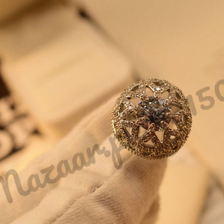 Elegant Diamond Cut Stone Silver Plated Crystal Ring for Girls/Women –  Meerzah