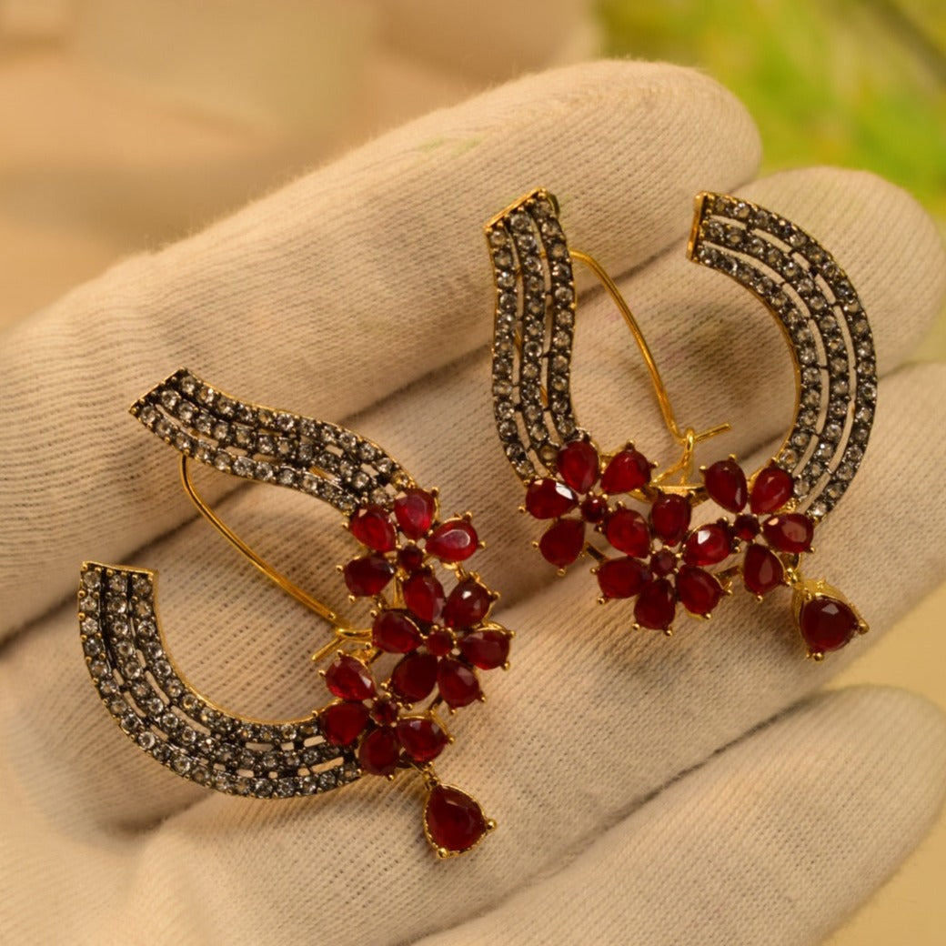 Red stone hot sale earrings design