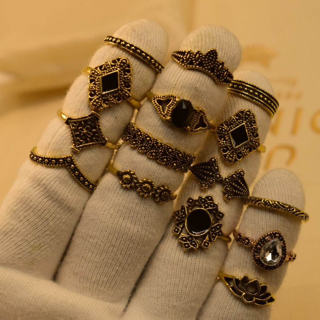 Pack of 15 mid rings gold plated Turkish style