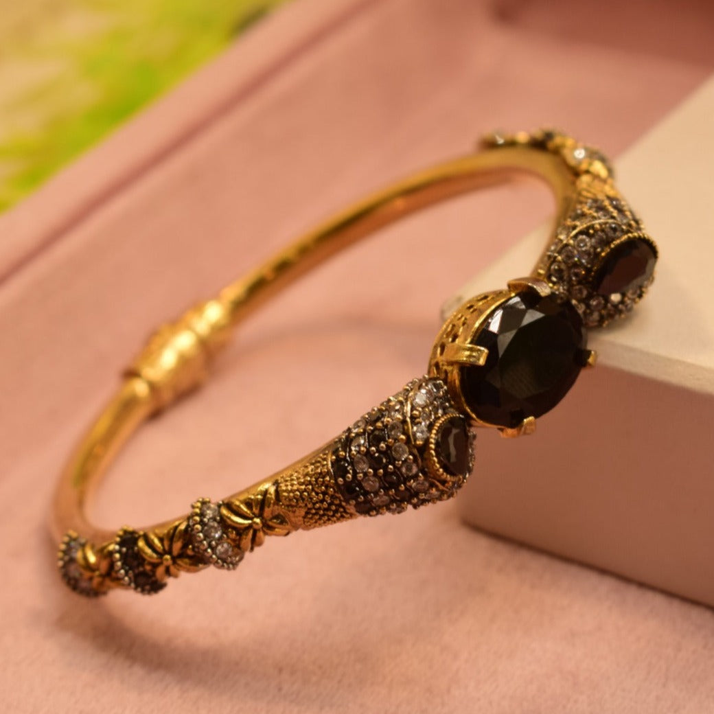 Fancy Unique Design Gold Plated Real Stones Bangle For Girls/Women