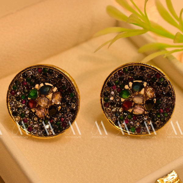 Glamorous Design Gold Plated Real Stones Earrings for Girls/Women