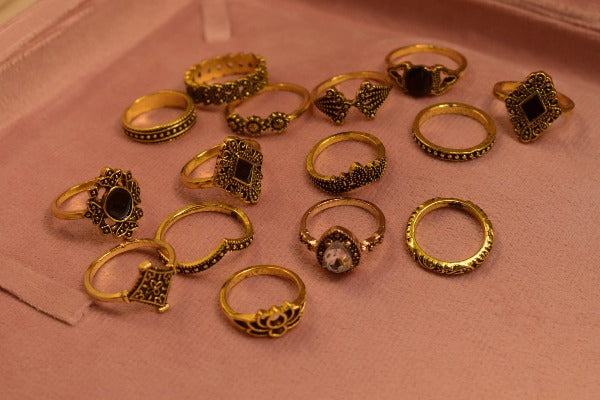 Pack of 15 mid rings gold plated Turkish style