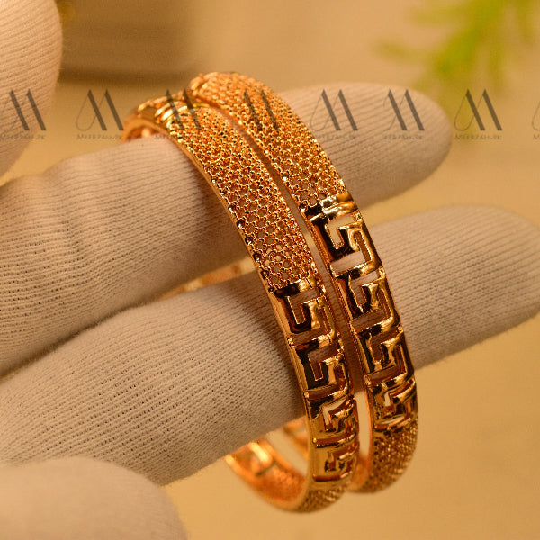 Gorgeous Design Gold Plated 2pc Bangles Set for Girls/Women