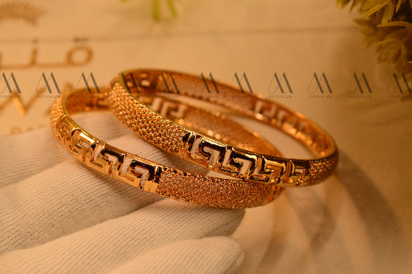 Gorgeous Design Gold Plated 2pc Bangles Set for Girls/Women